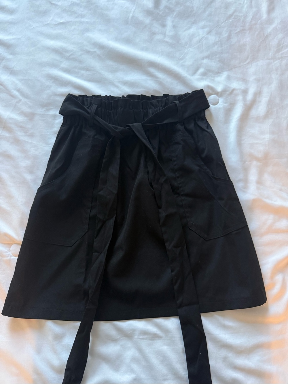 Women’s Black Paperbag Waist Tie Skirt